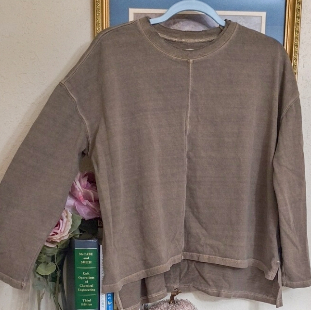 Madewell Taupe Knit Sweater Vintage Distressed Look Small Y2K Athleisure - Picture 1 of 12